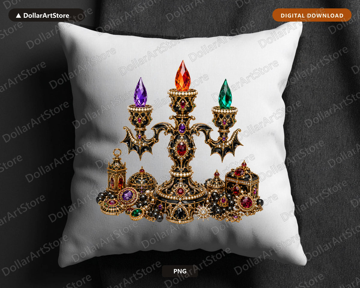 Gothic Candelabra PNG, Luxe Halloween Sublimation Design, Dark Glamour Shirt Print