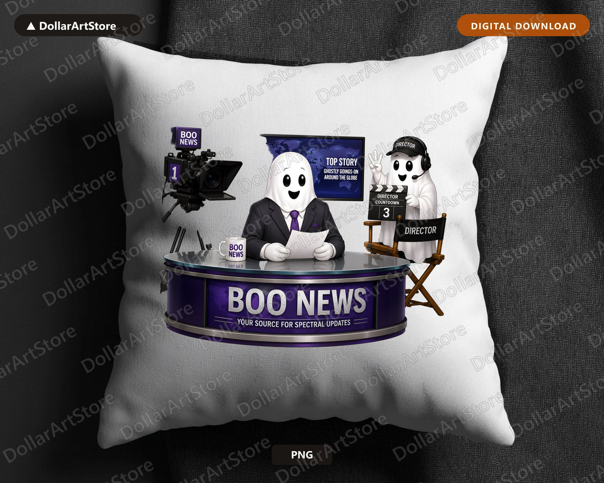 Cute Halloween Ghost PNG, Boo News Design, Sublimation Shirt Design Digital Download
