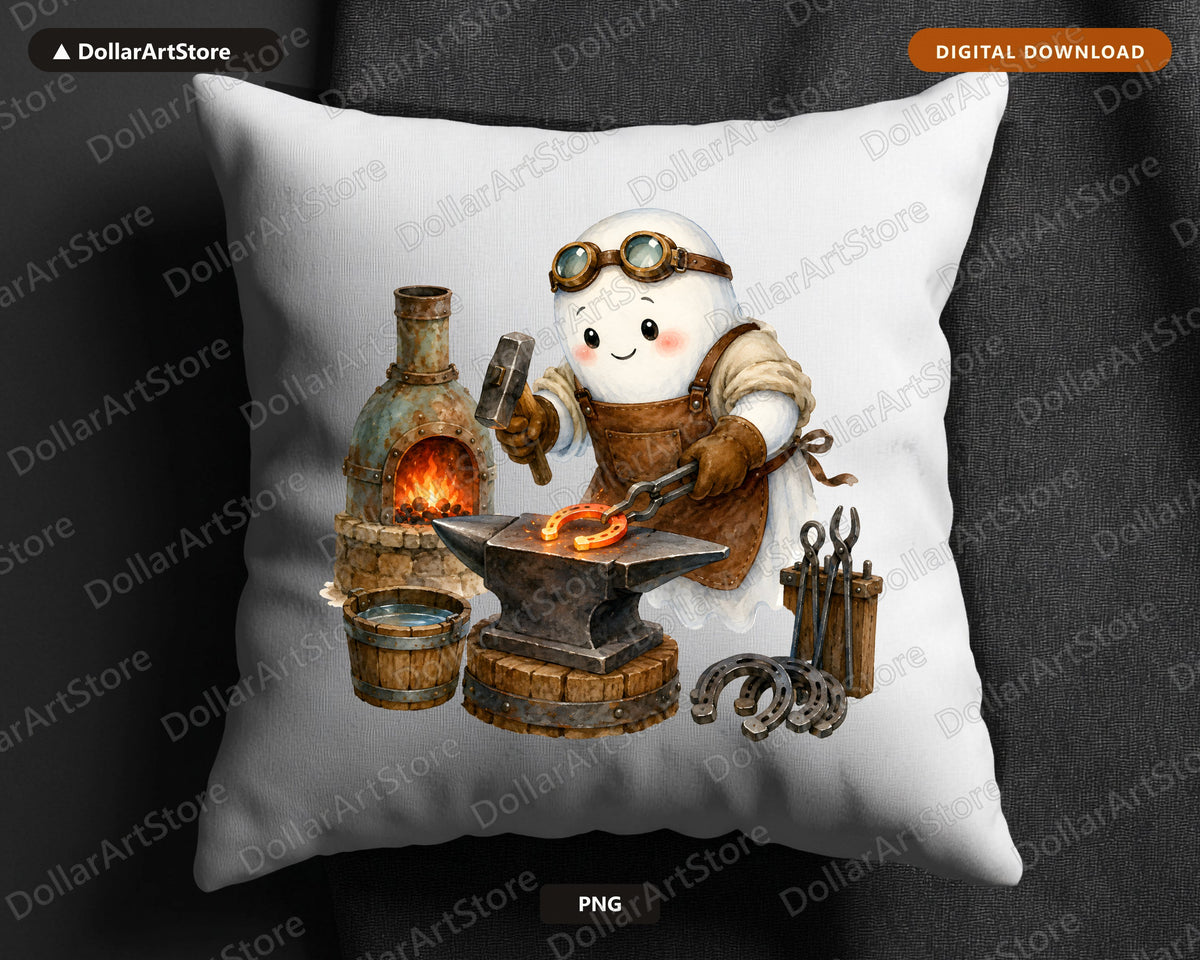 Steampunk Ghost Blacksmith PNG, Western Design, Sublimation Digital Download