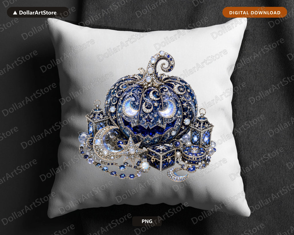 Gothic Celestial Pumpkin PNG, Luxury Halloween Sublimation Design, Shirt Print Download