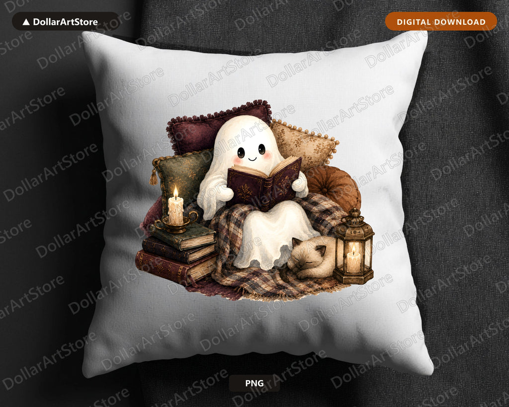 Bookish Ghost PNG, Sublimation Design, Shirt & Tumbler Digital Download