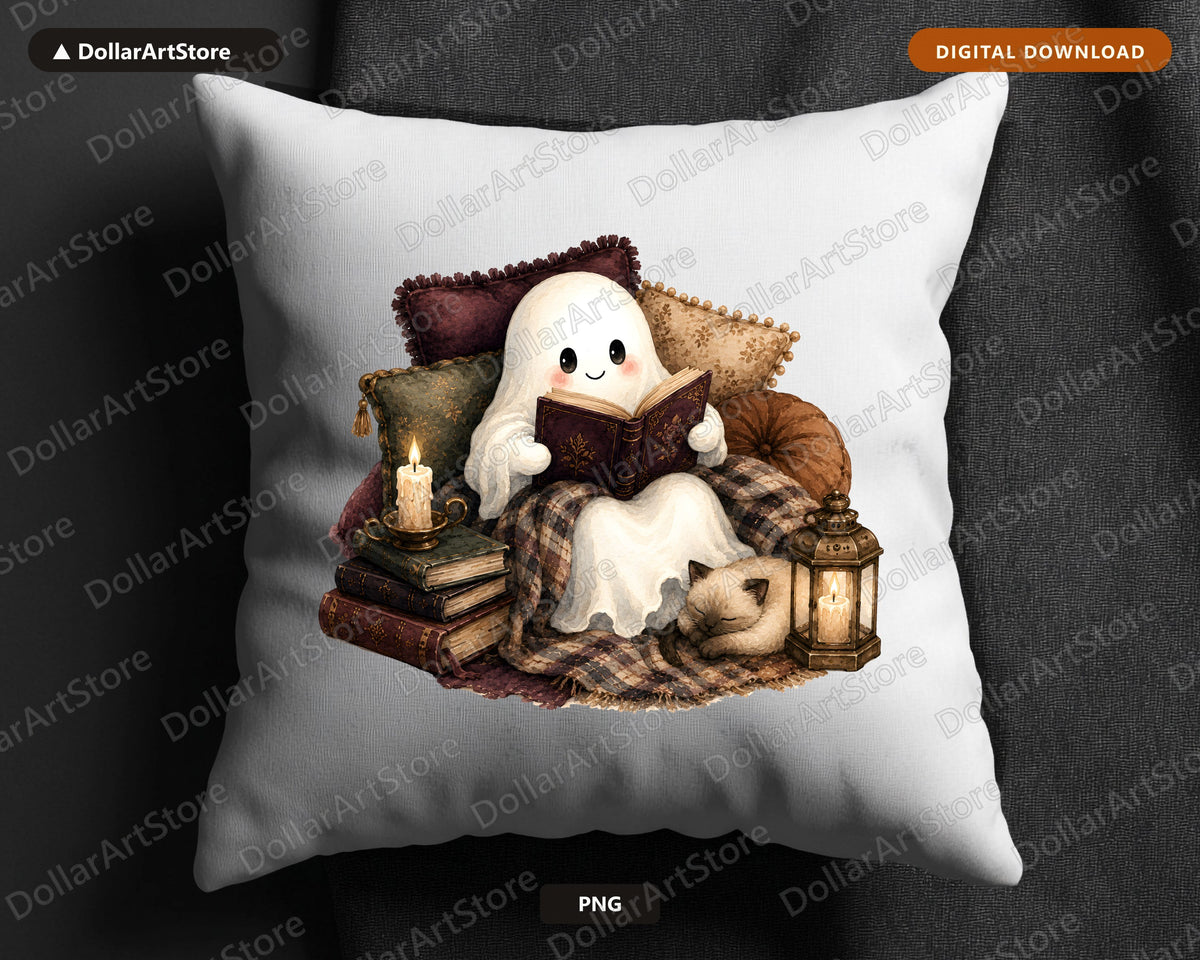 Bookish Ghost PNG, Sublimation Design, Shirt & Tumbler Digital Download