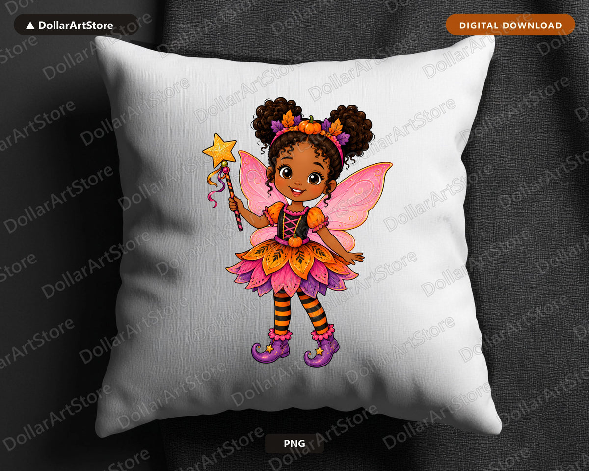 Cute Halloween Fairy PNG, Pumpkin Witch Sublimation Design, Kids Shirt PNG Download