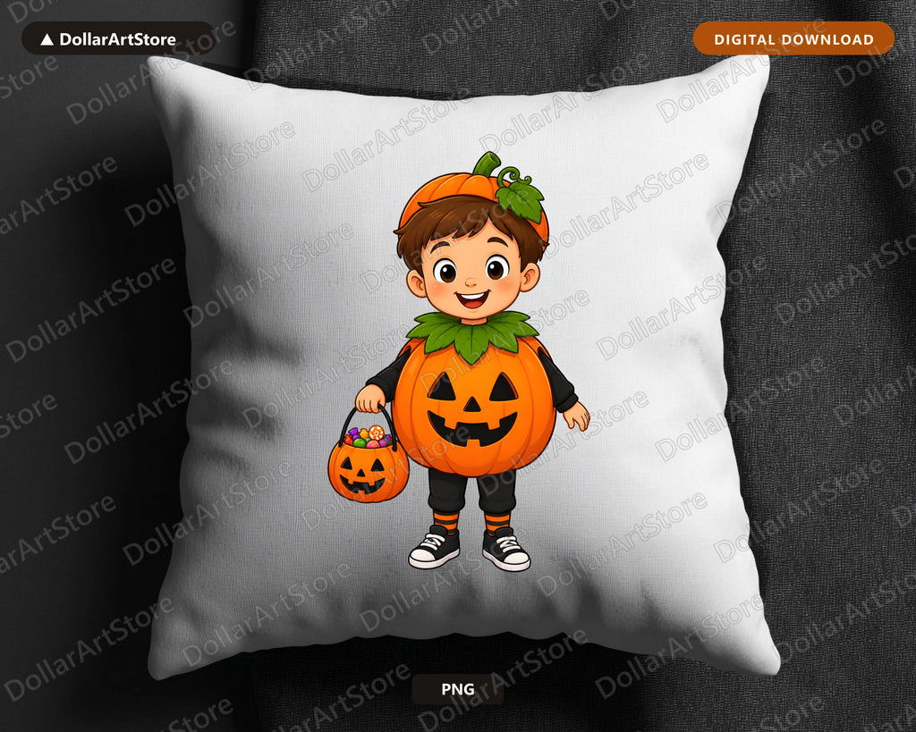 Cute Pumpkin Costume Kid PNG, Halloween Sublimation Design, Shirt Design Digital Download