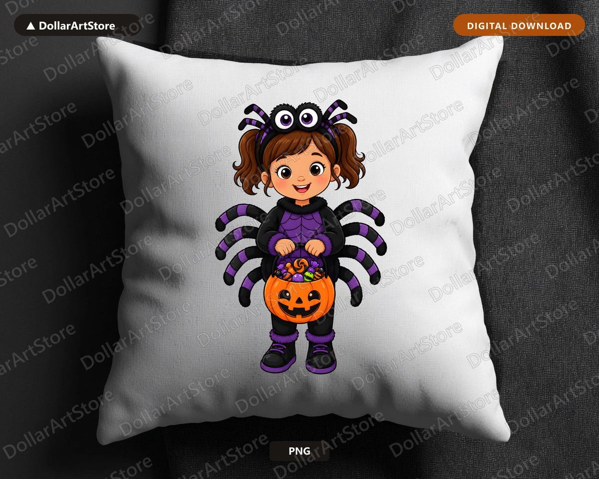 Cute Spider Halloween Costume Kid PNG, Sublimation Design, Shirt Design Digital Download