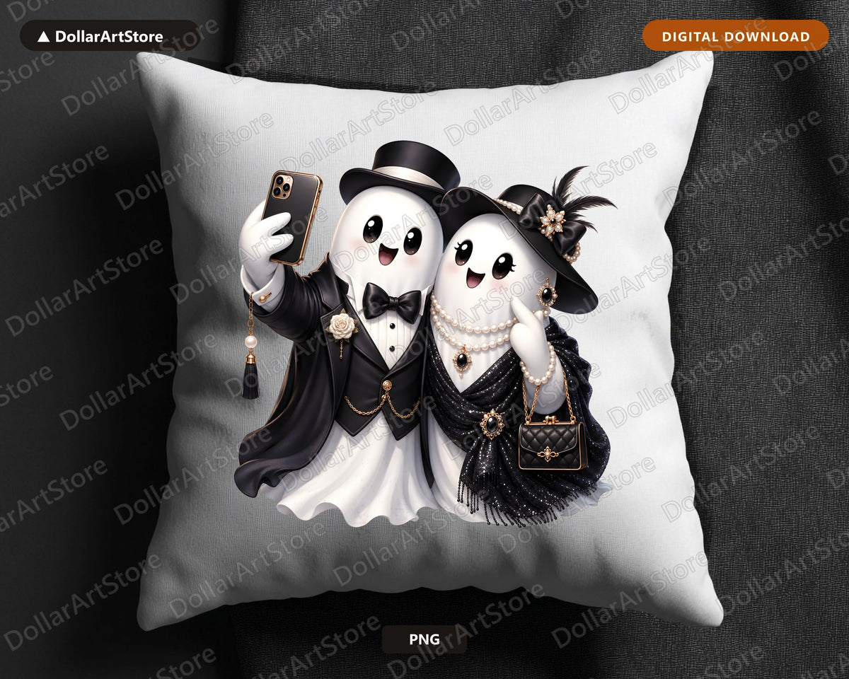Cute Halloween Ghost PNG, Elegant Fashion Sublimation Design, Shirt & Tumbler Digital Download