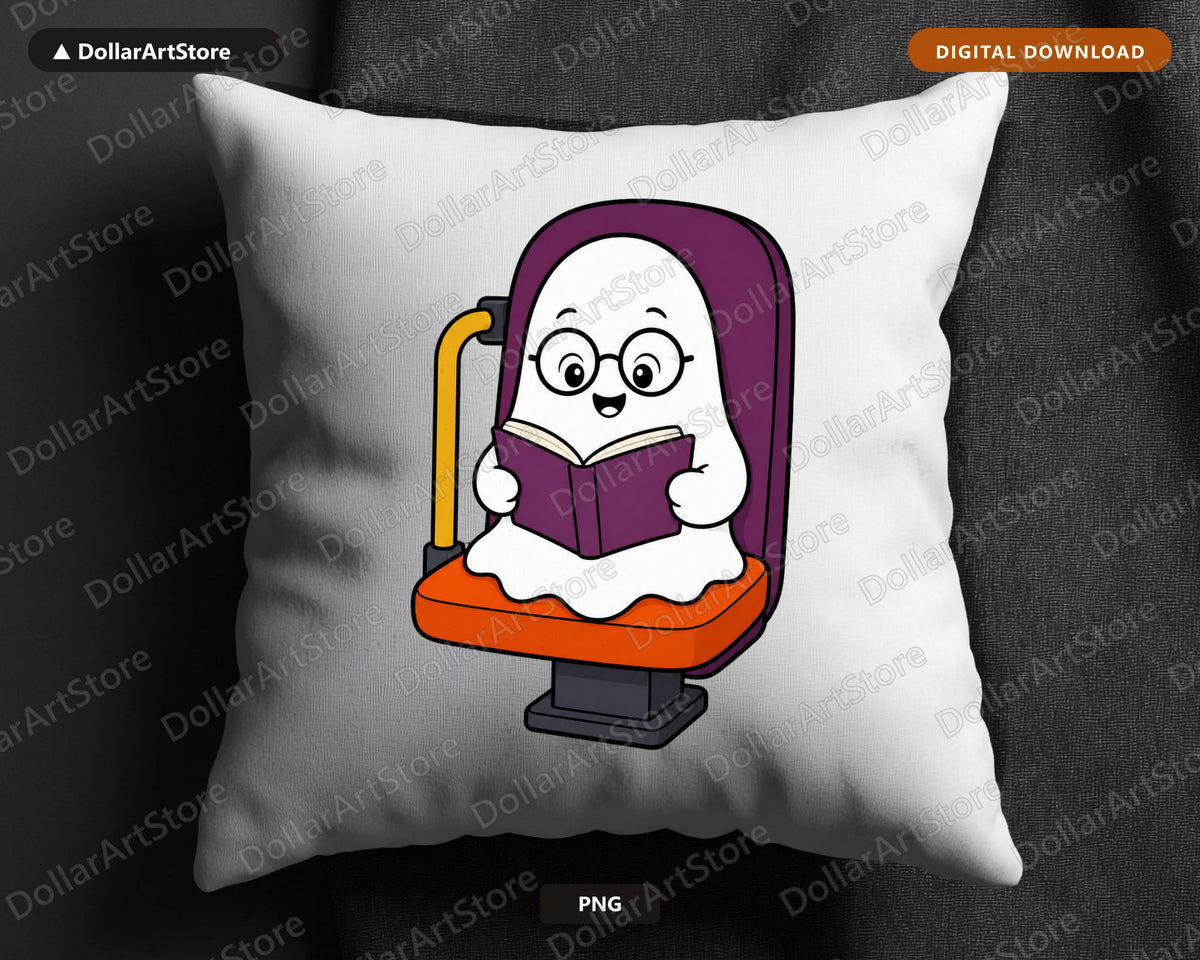 Bookish Ghost PNG, Cute Reading Character Design, Shirt & Tumbler PNG