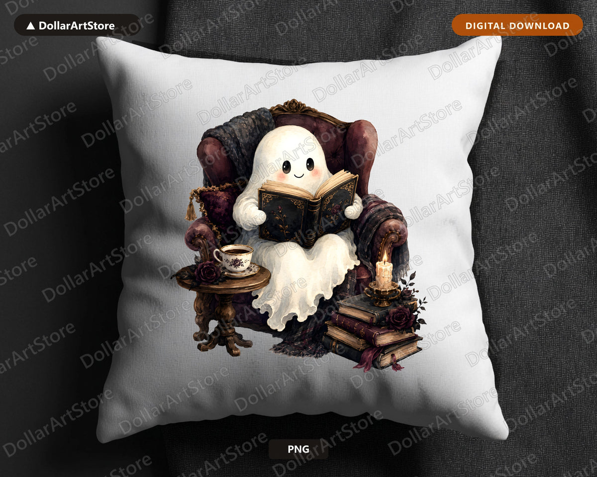 Bookish Ghost PNG, Sublimation Design, Shirt & Tumbler Print Digital Download