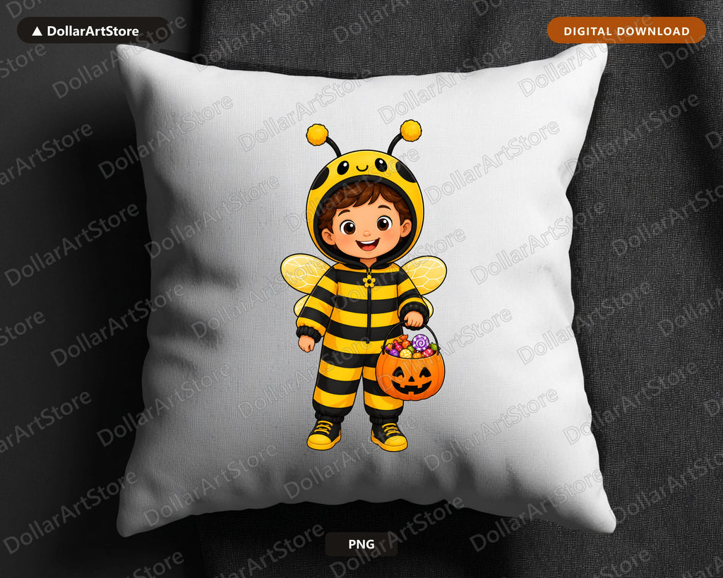Cute Bee Costume Child PNG, Halloween Sublimation Design, Shirt Design