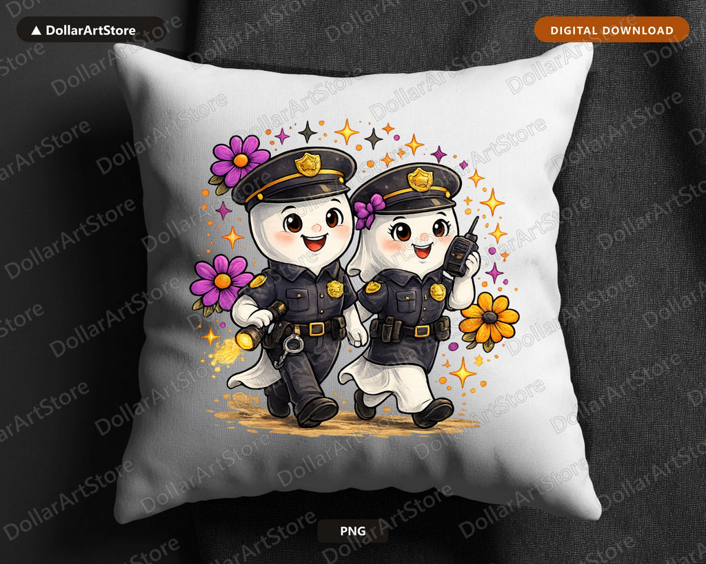 Cute Police Ghost PNG, Sublimation Design, Shirt & Tumbler Digital Download