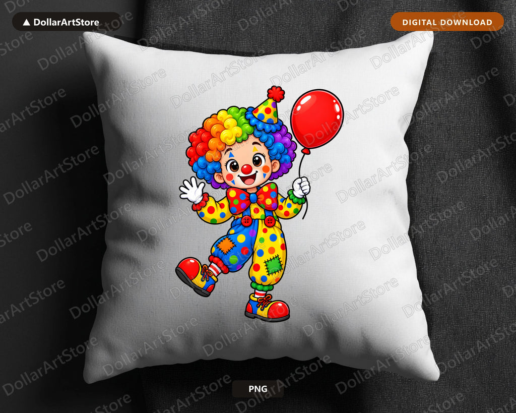 Cute Clown PNG, Kids Party Sublimation Design, Instant Digital Download