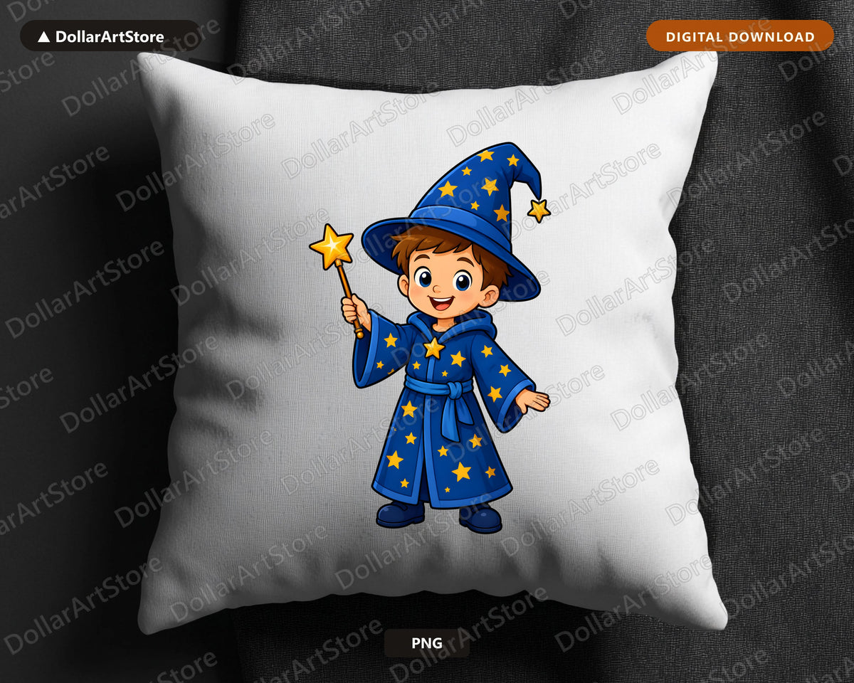 Cute Wizard Kid PNG, Sublimation Design, Shirt & Tumbler Digital Download