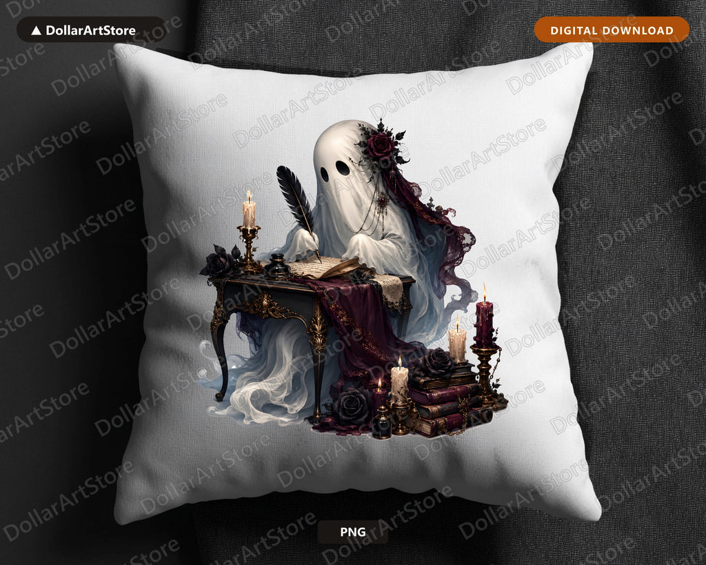 Bookish Ghost PNG, Gothic Dark Romance Sublimation Design, Digital Download