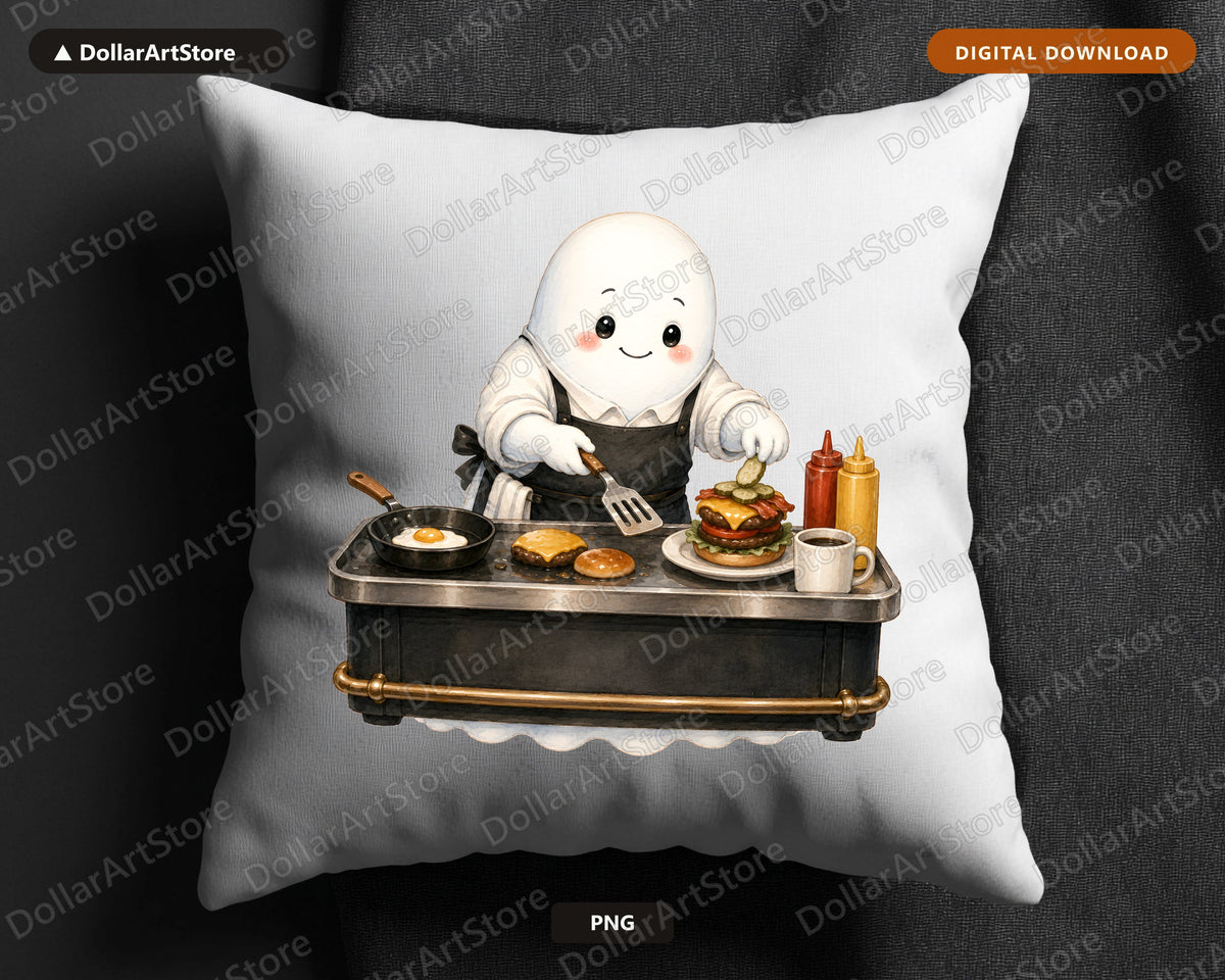Cute Ghost Chef PNG, Sublimation Design, Kitchen Shirt Design Digital Download