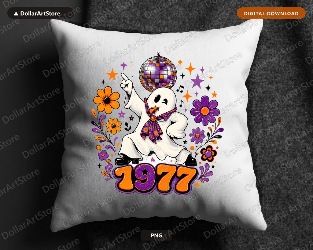 Retro Disco Ghost PNG, Sublimation Design, Halloween Shirt Design Digital Download