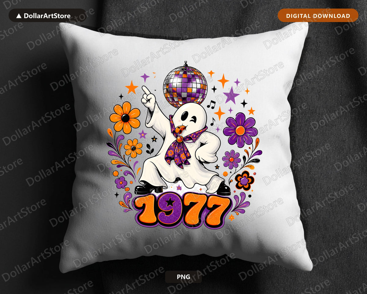 Retro Disco Ghost PNG, Sublimation Design, Halloween Shirt Design Digital Download