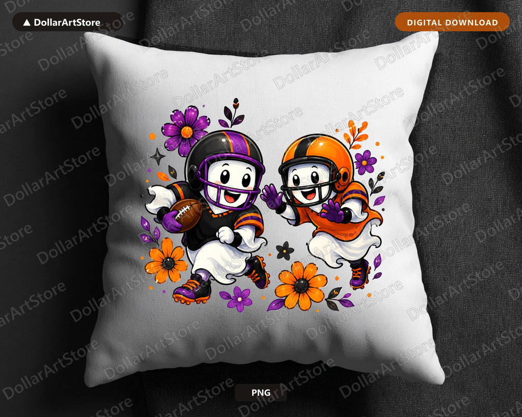 Cute Football Ghost PNG, Sports Halloween Sublimation Design, Shirt Design Digital Download