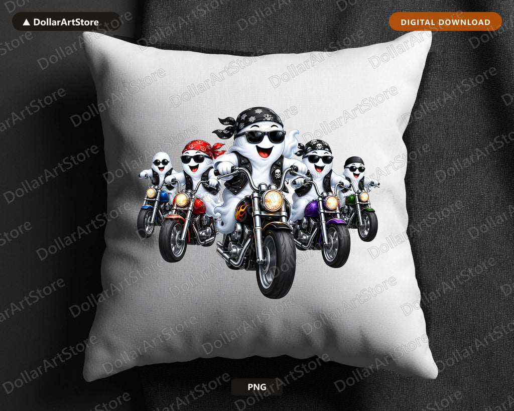 Cute Biker Ghost PNG, Halloween Sublimation Design, Shirt Design Digital Download