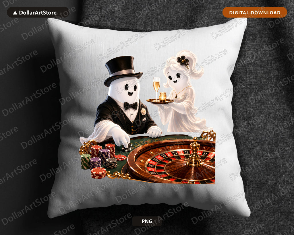 Elegant Ghost PNG Sublimation Design, Cute Halloween Characters Shirt Print Digital Download