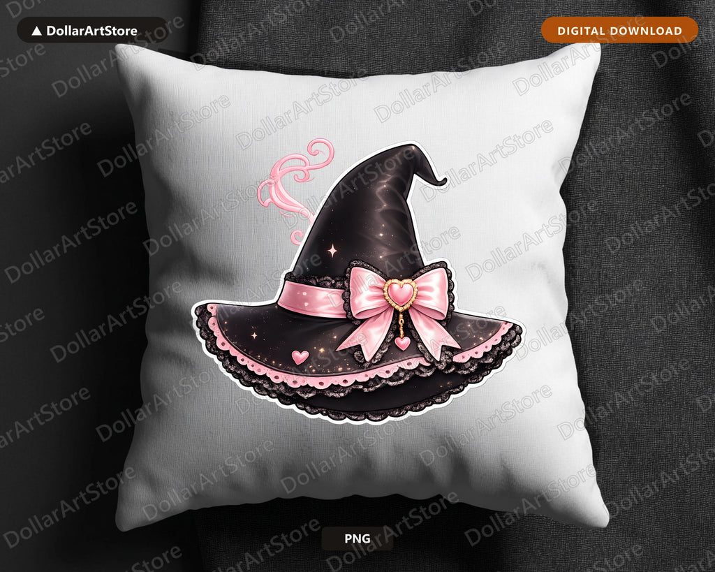 Coquette Halloween Witch Hat PNG, Sublimation Design, Shirt & Tumbler