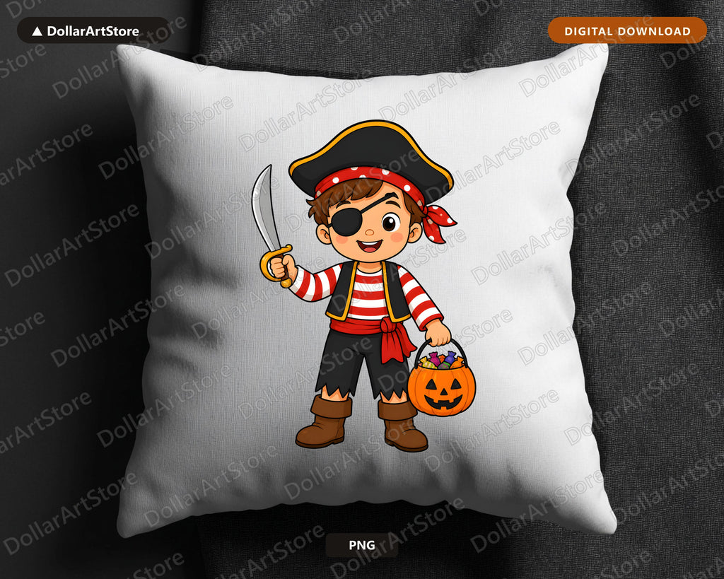 Cute Pirate Kid PNG, Halloween Costume Design, Sublimation Shirt Download