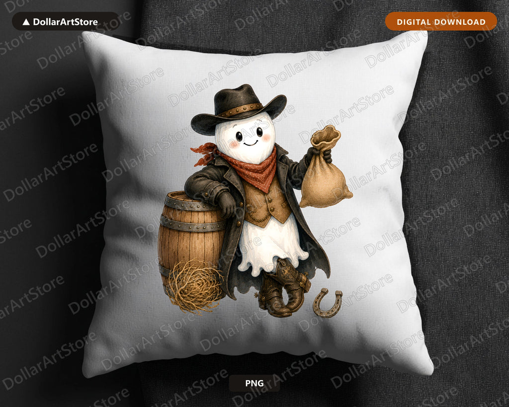 Western Cowboy Ghost PNG, Sublimation Design, Shirt Printable