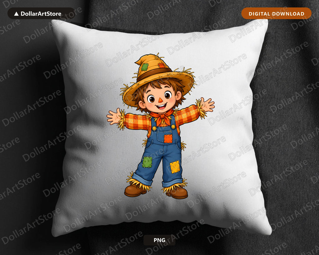 Cute Scarecrow Boy PNG, Fall Halloween Shirt Design, Sublimation Digital Download