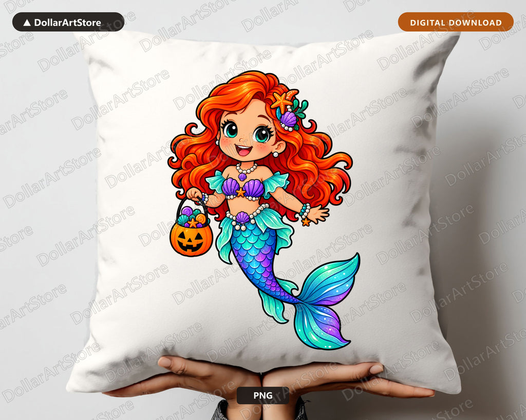 Mermaid Girl Halloween PNG, Sublimation Design, Shirt & Tumbler Digital Download