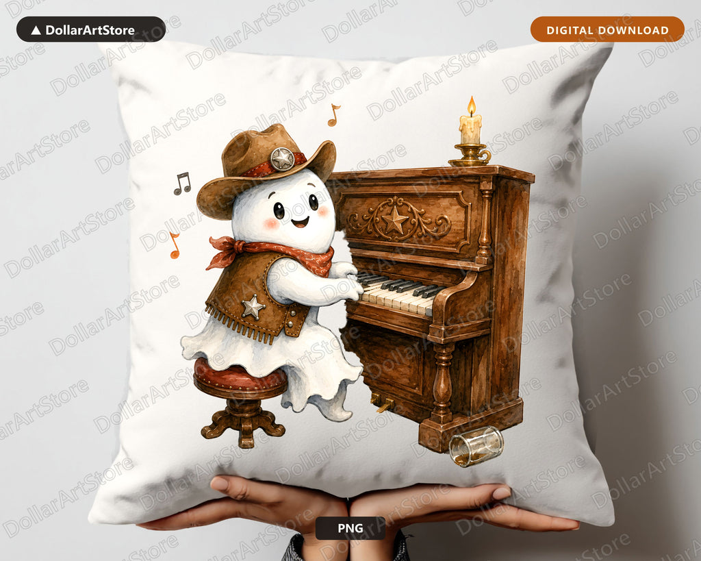 Western Cowboy Ghost PNG, Sublimation Design, Shirt Design Digital Download