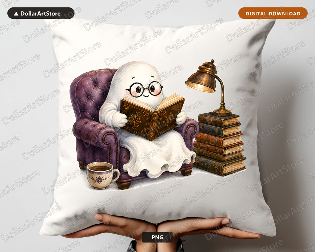 Bookish Ghost PNG, Sublimation Design, Reading Shirt Design Digital Download