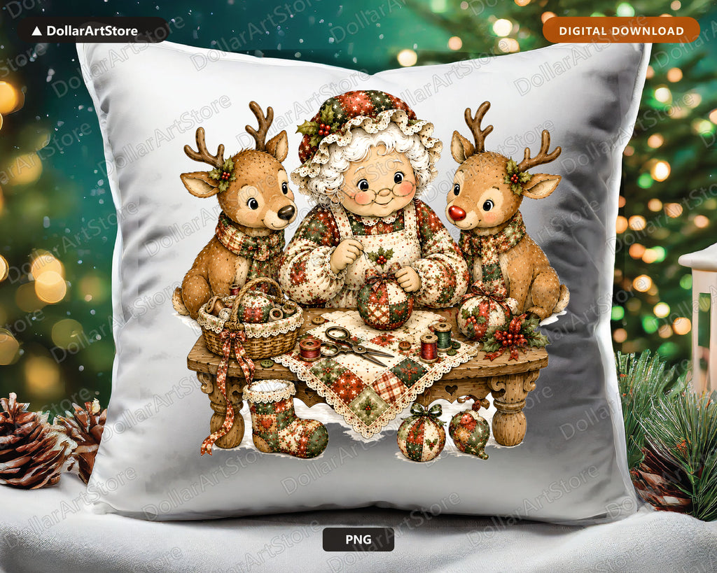 Santa Patchwork PNG, Christmas Sublimation Design, Holiday Shirt Design Download