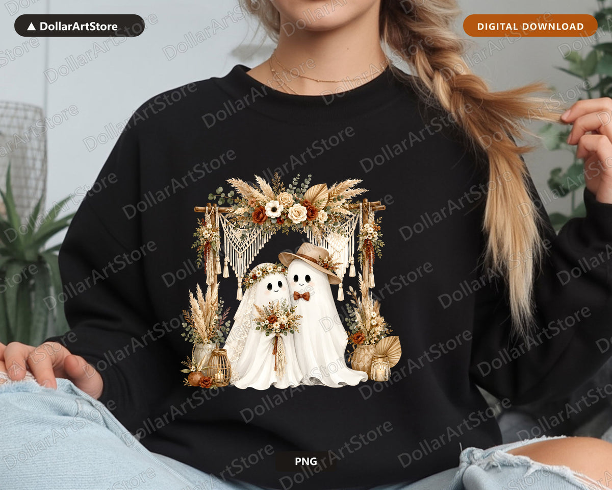 Boho Ghost PNG, Sublimation Design, Fall Autumn Shirt Design Digital Download