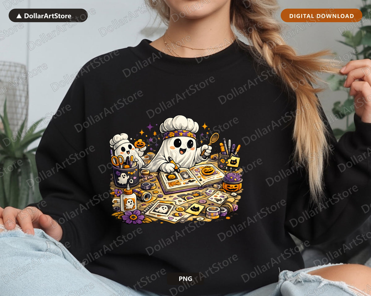 Cute Halloween Ghost Chef PNG, Sublimation Design, Shirt Design Digital Download