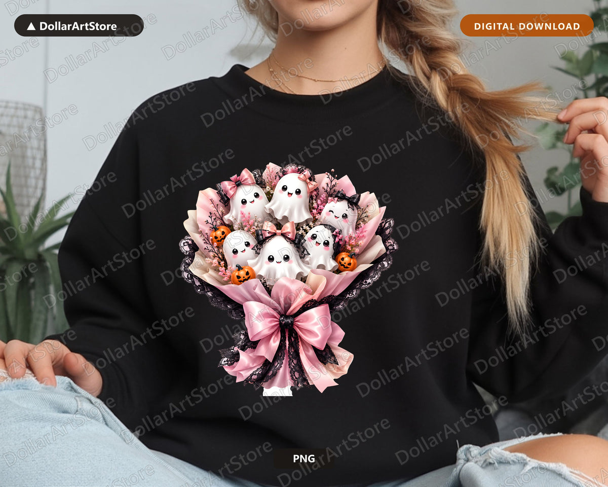 Cute Pink Ghost PNG, Sublimation Design, Halloween Shirt Design Digital Download