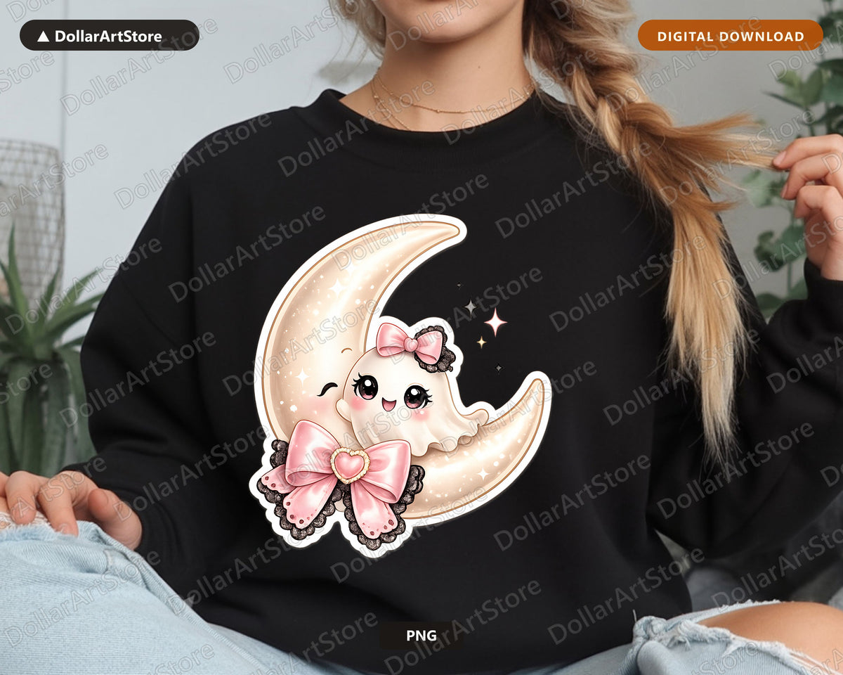 Coquette Ghost PNG, Sublimation Design, Cute Halloween Shirt Graphic Download