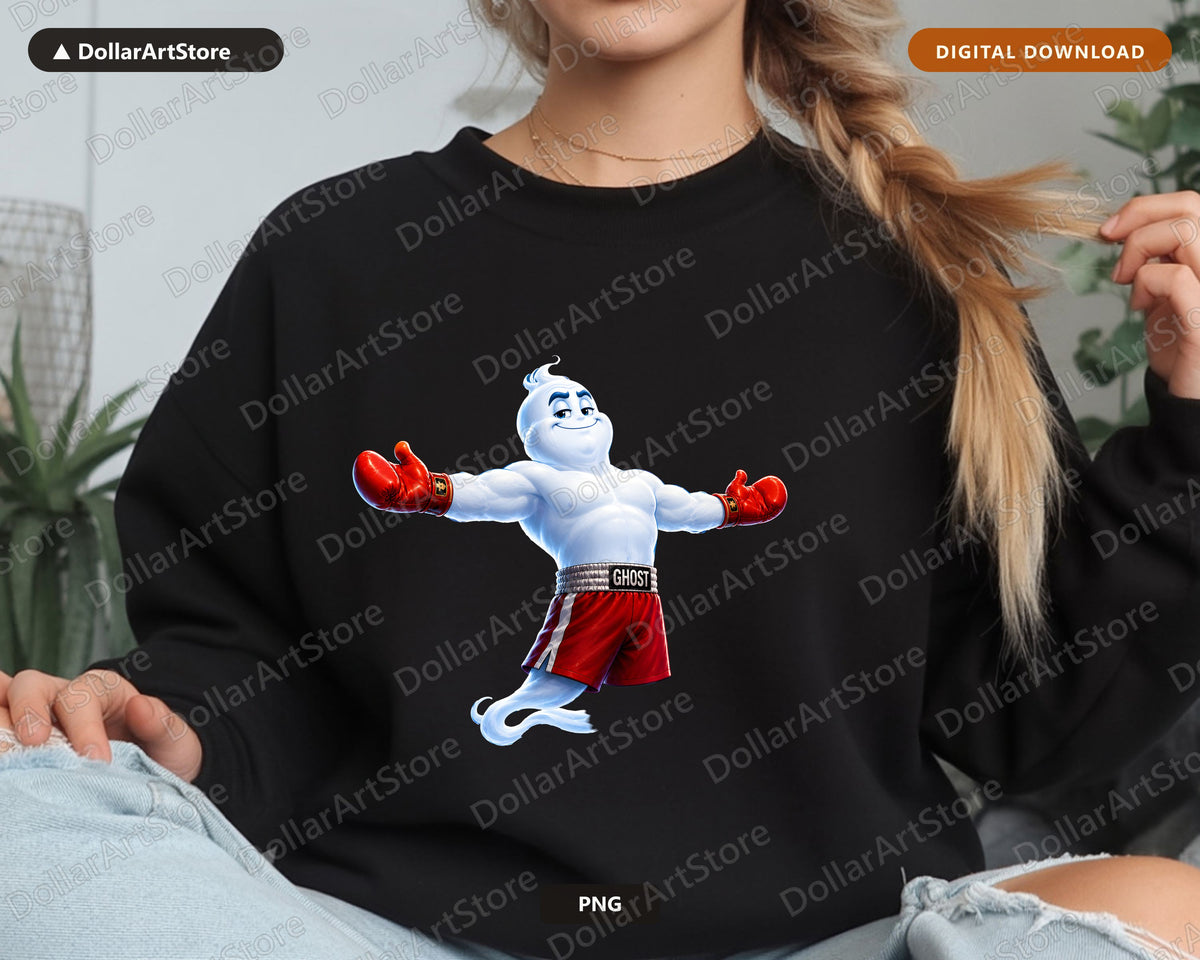 Boxer Ghost PNG, Sublimation Design, Shirt Design Digital Download