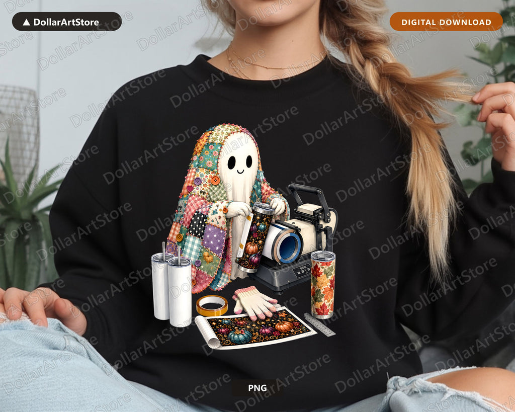Crafting Ghost PNG, Sublimation Design, Tumbler Shirt Design Digital Download