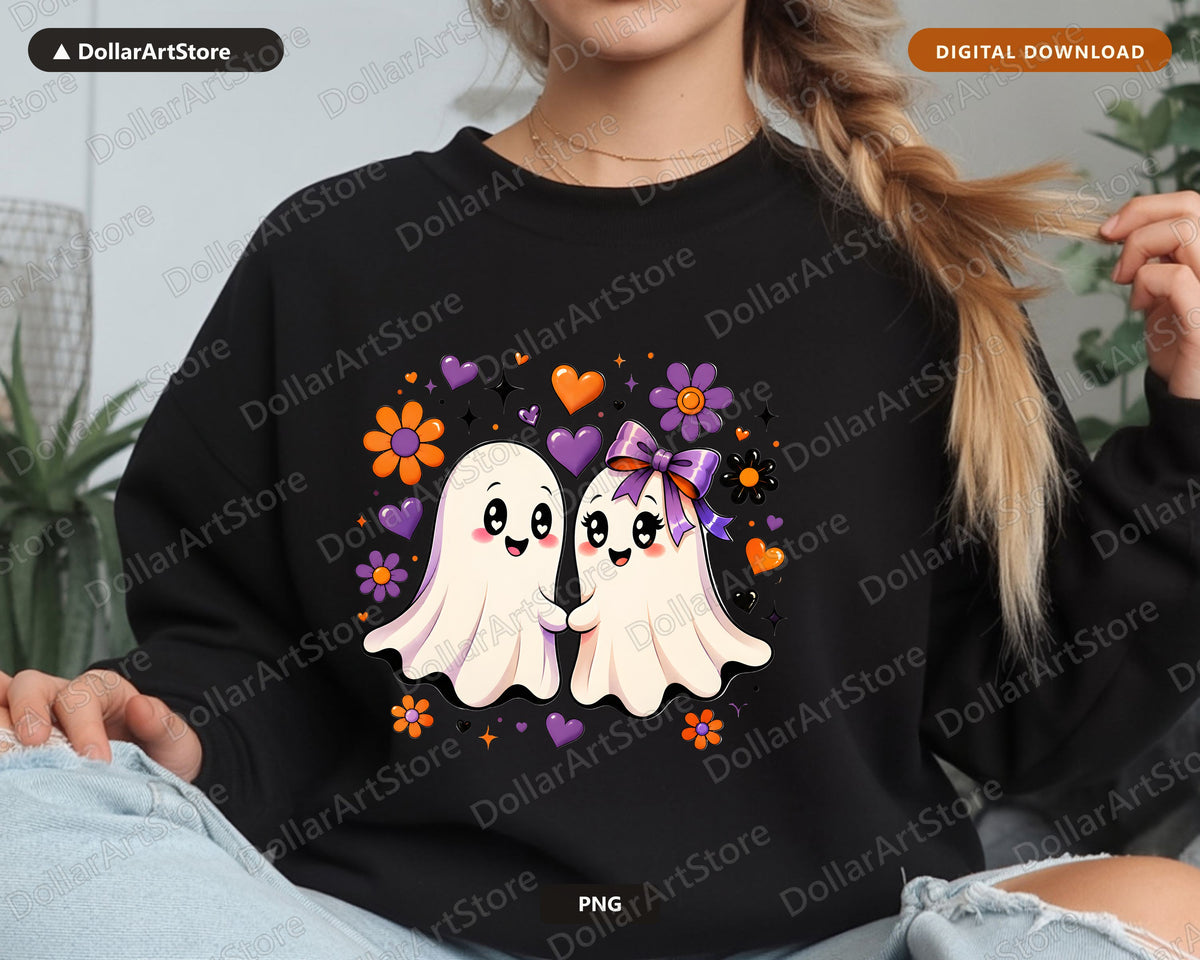 Cute Halloween Ghost PNG, Sublimation Design, Shirt Design Digital Download