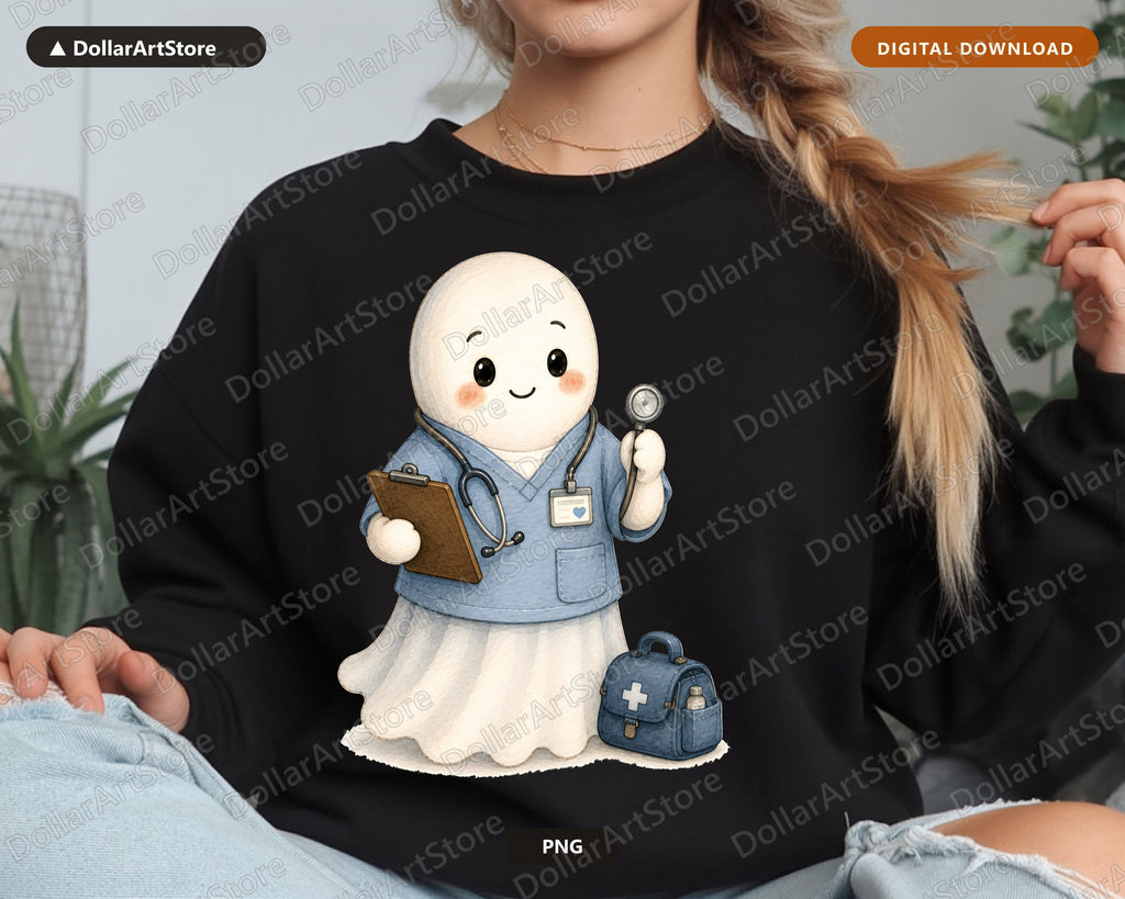 Doctor Ghost PNG, Sublimation Design, Healthcare Shirt & Tumbler Design Download