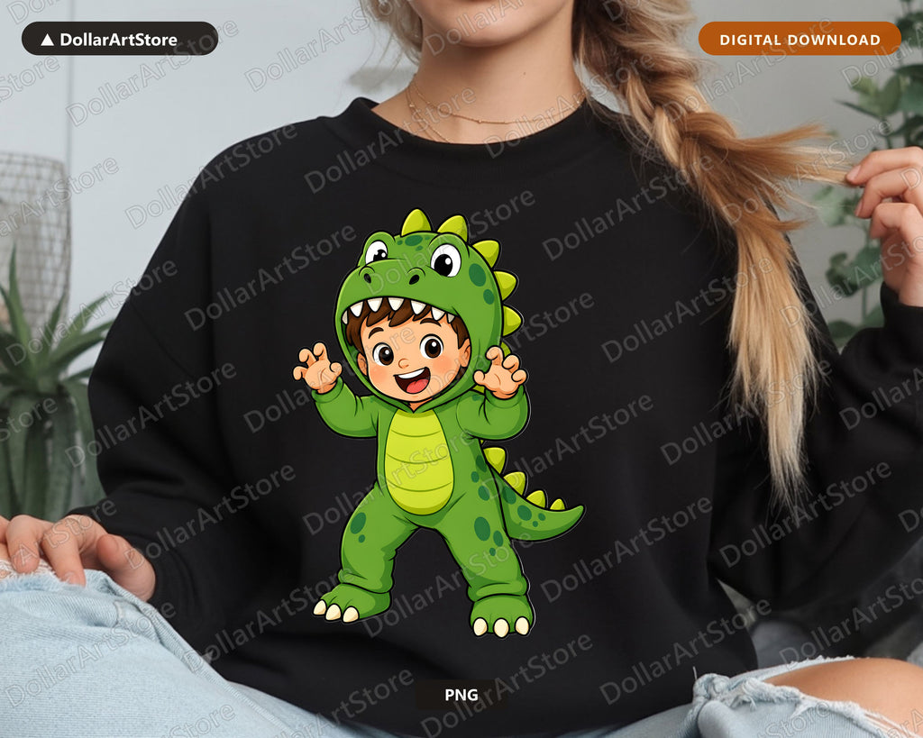 Cute Dinosaur Kid PNG, Halloween Costume Shirt Design, Sublimation Download