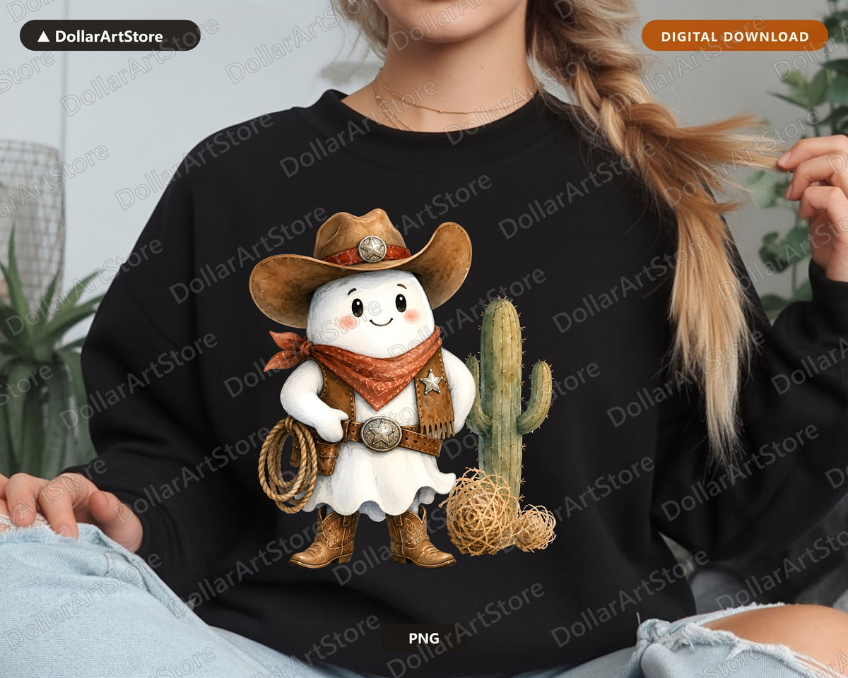 Cowboy Ghost PNG, Western Sublimation Design, Shirt & Tumbler Print Download