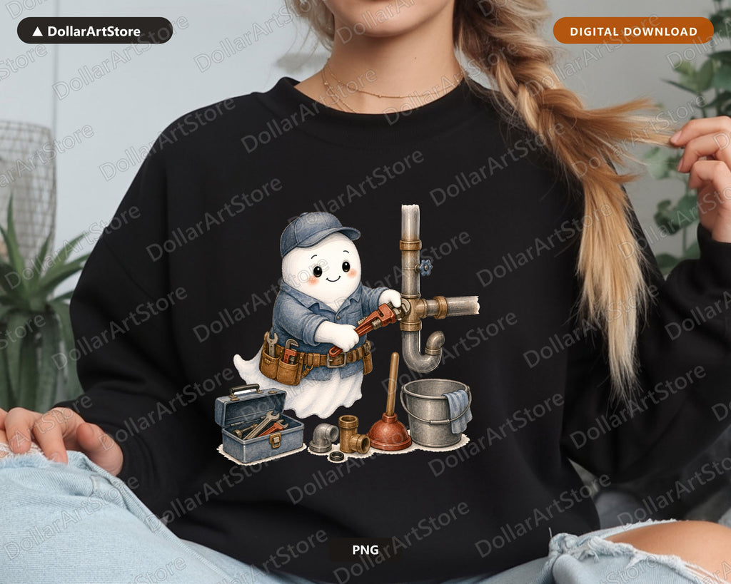 Plumber Ghost PNG, Sublimation Design, Shirt Design Digital Download