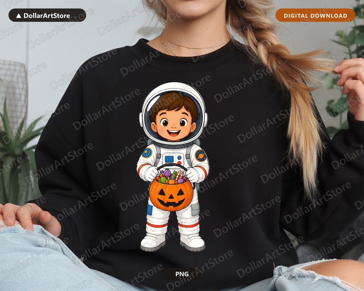Cute Astronaut Halloween Costume Kid PNG, Sublimation Design Digital Download