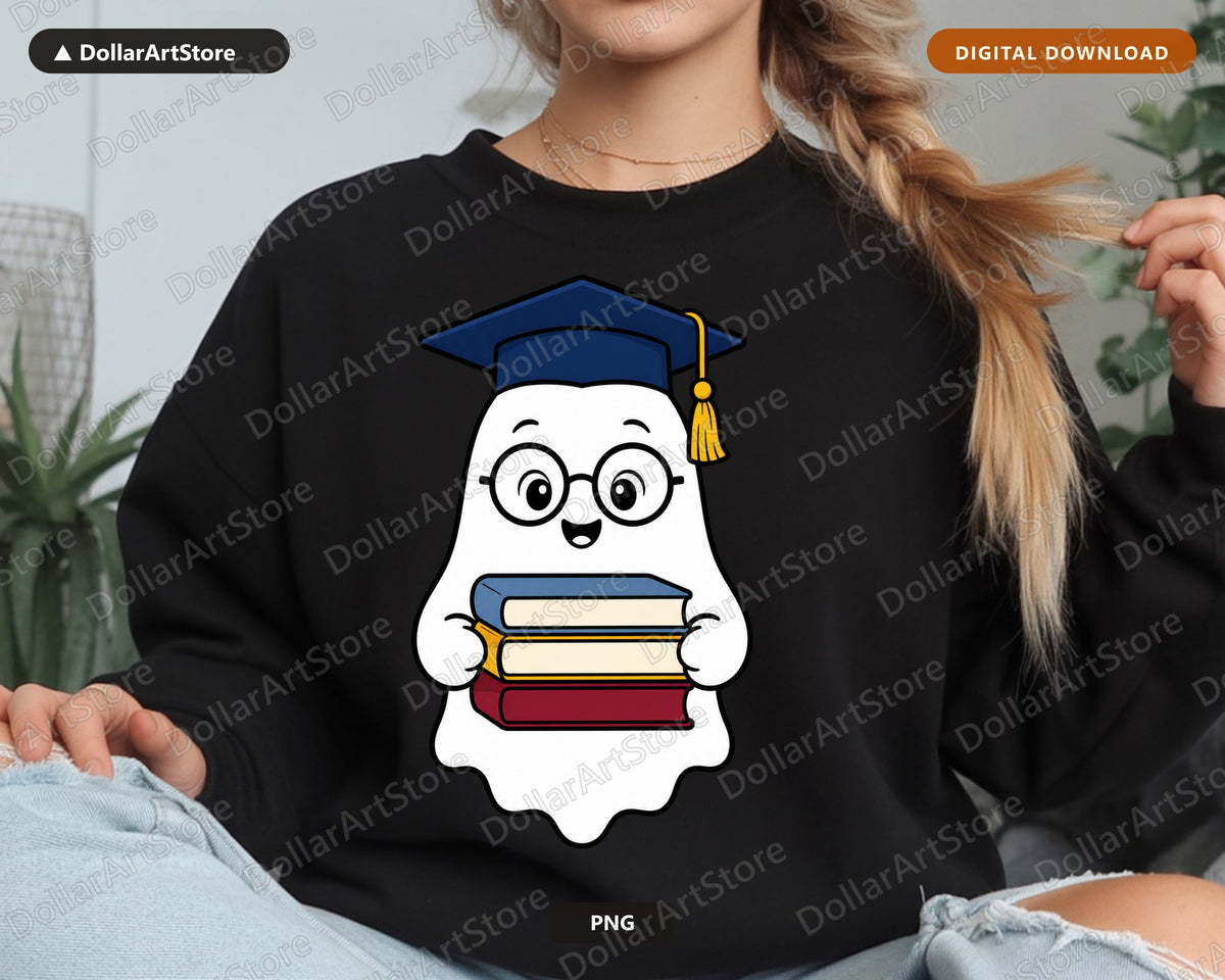 Bookish Ghost PNG, Sublimation Design, Shirt & Tumbler Print