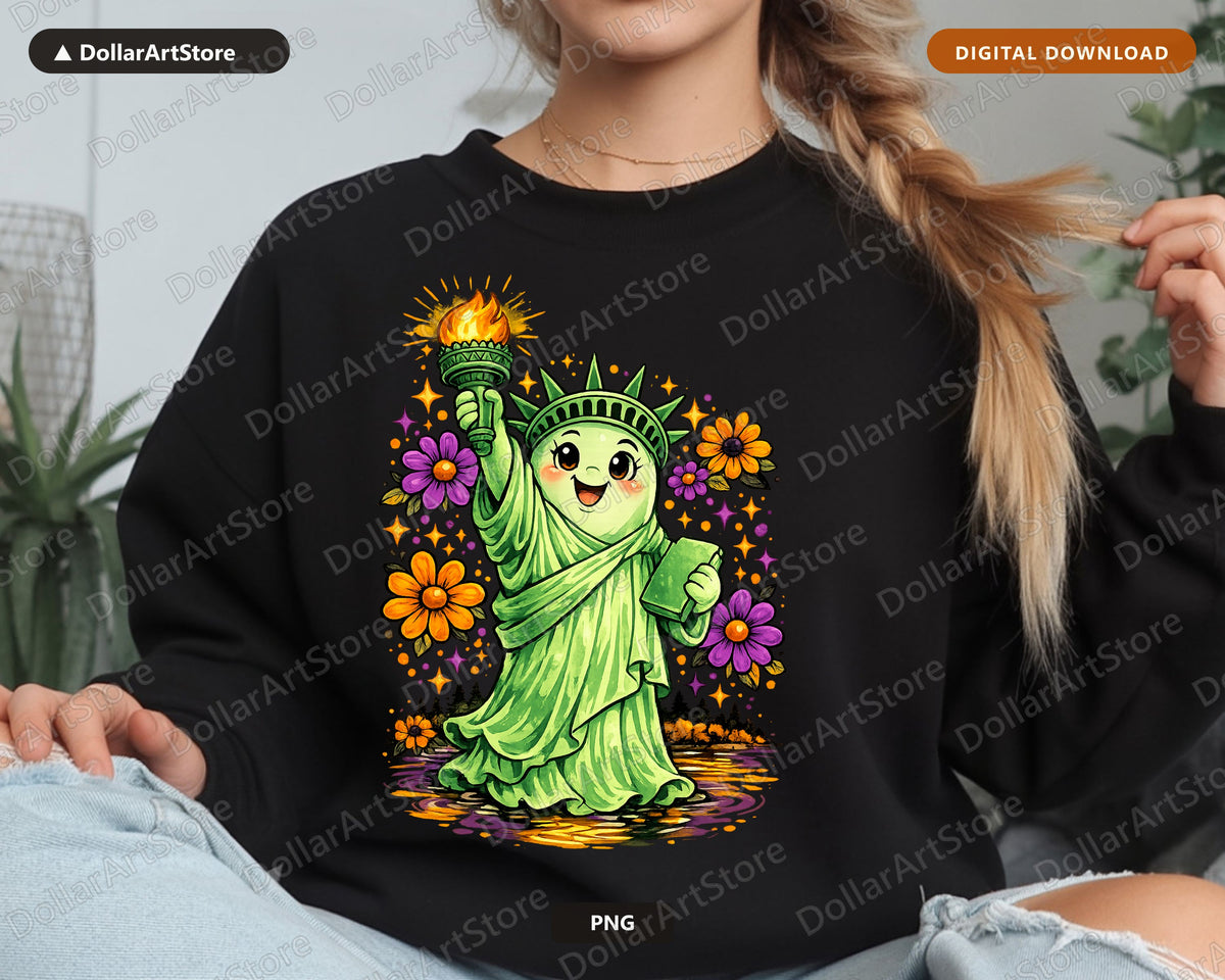 Cute Statue of Liberty PNG, Sublimation Design, Shirt & Tumbler Design Digital Download