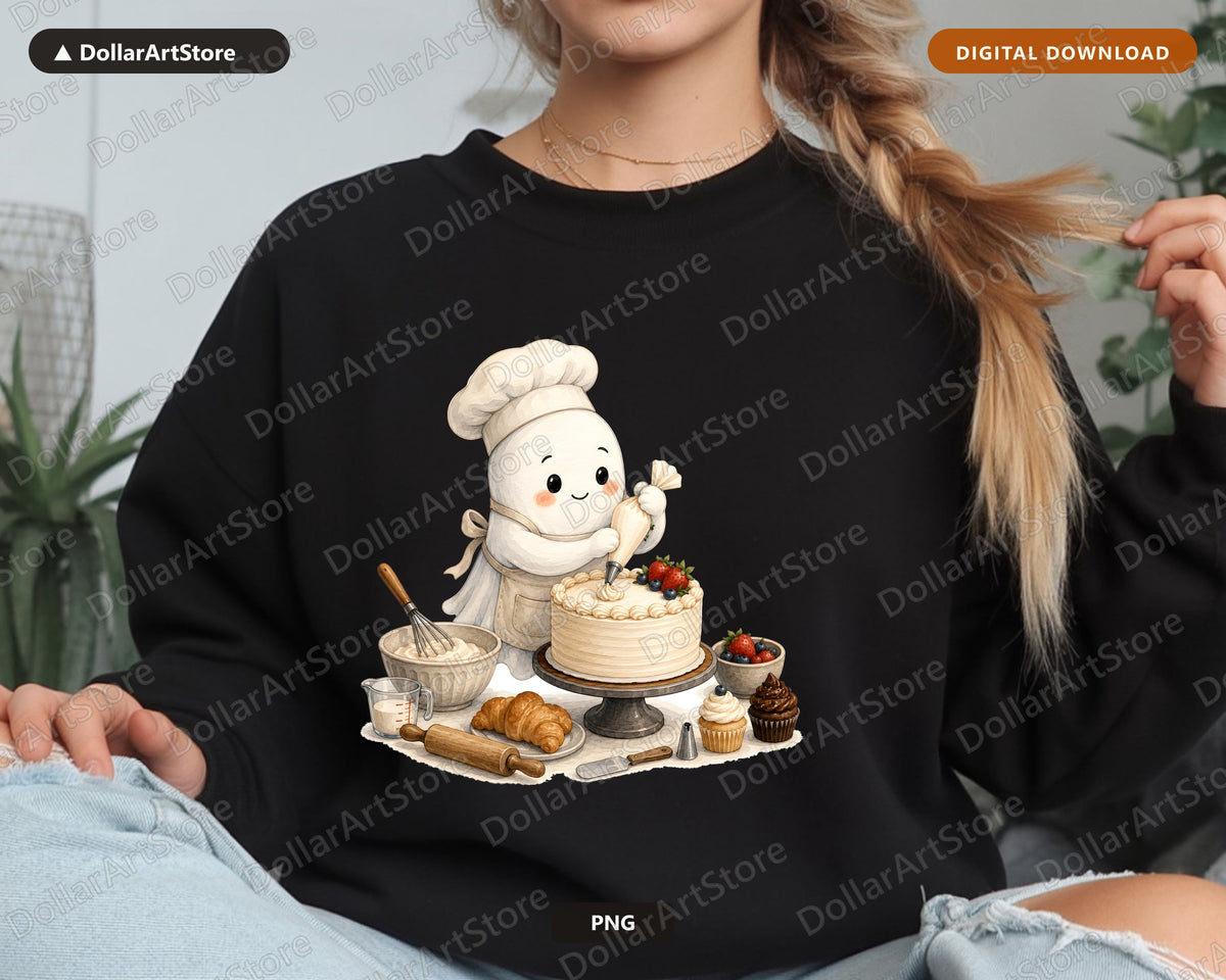 Baker Ghost PNG, Sublimation Design, Baking Character Digital Download