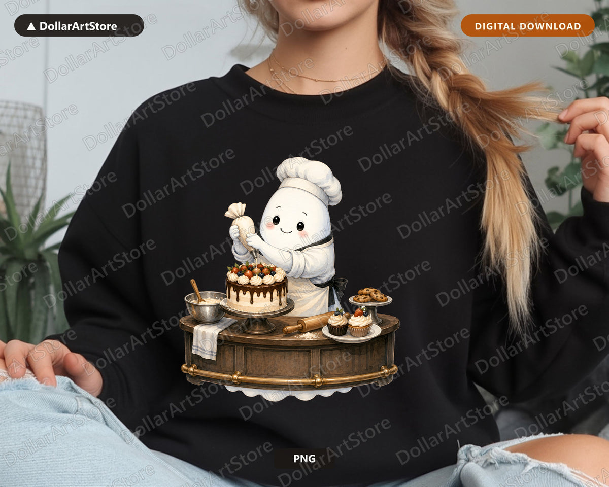 Baker Ghost PNG, Sublimation Design, Shirt & Tumbler Digital Download