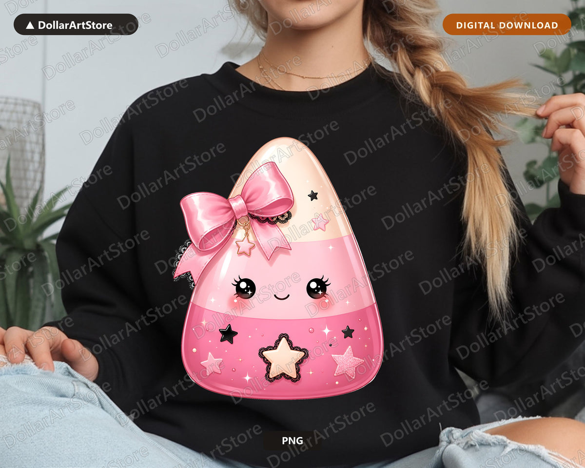 Coquette Candy Corn PNG, Cute Halloween Sublimation Design, Shirt Print Digital Download