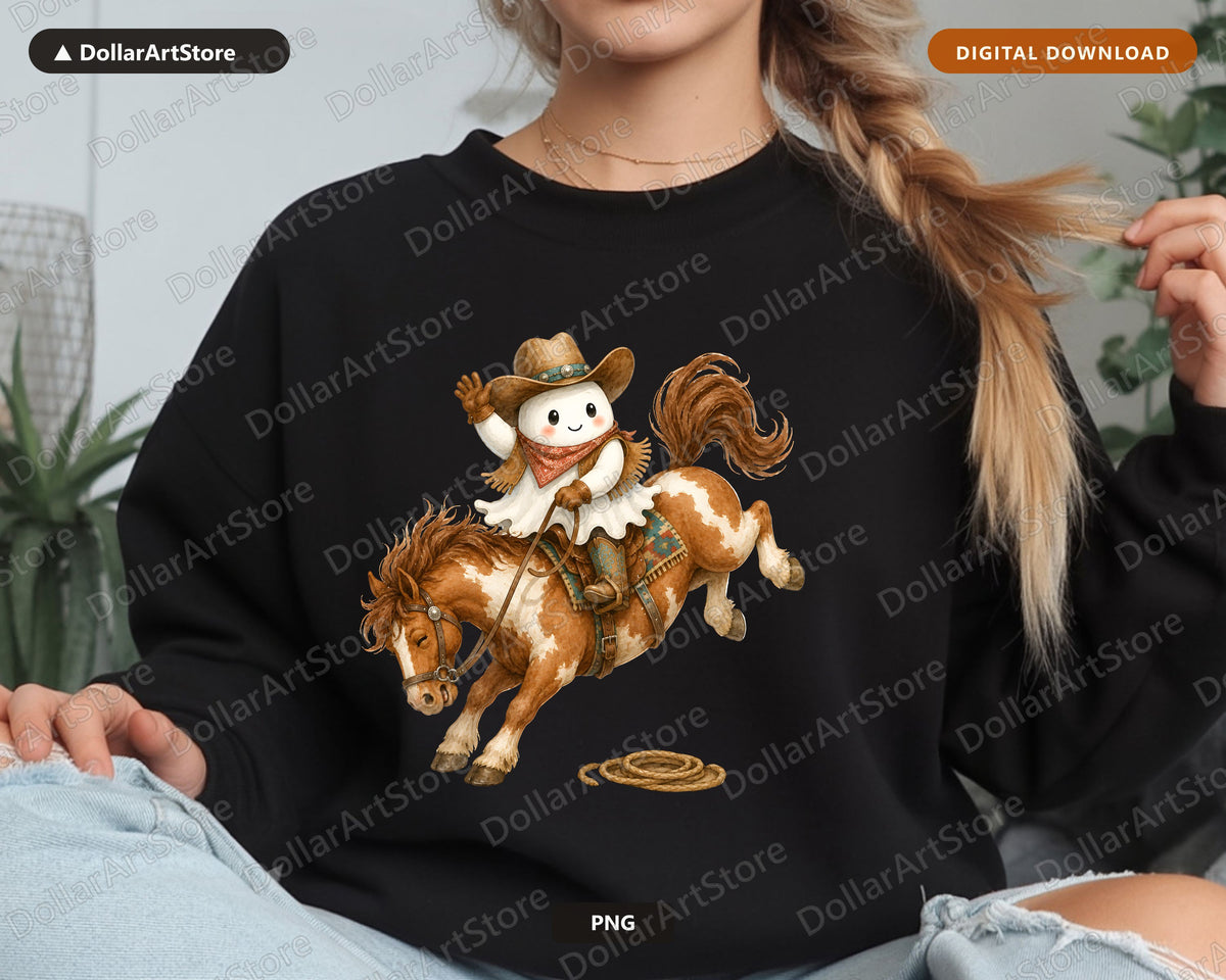 Western Cowboy Ghost PNG, Sublimation Design, Shirt Design Digital Download