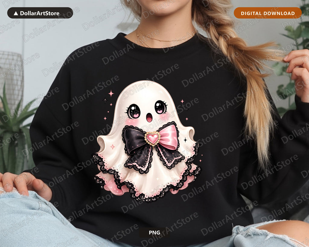 Coquette Halloween Ghost PNG, Sublimation Design, Shirt Print Digital Download